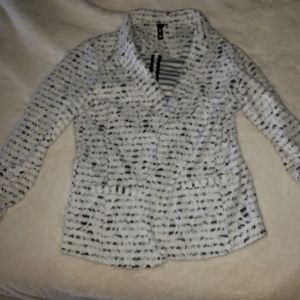 White and black lace blazer